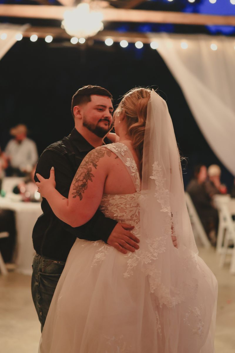 First dance under the string lights