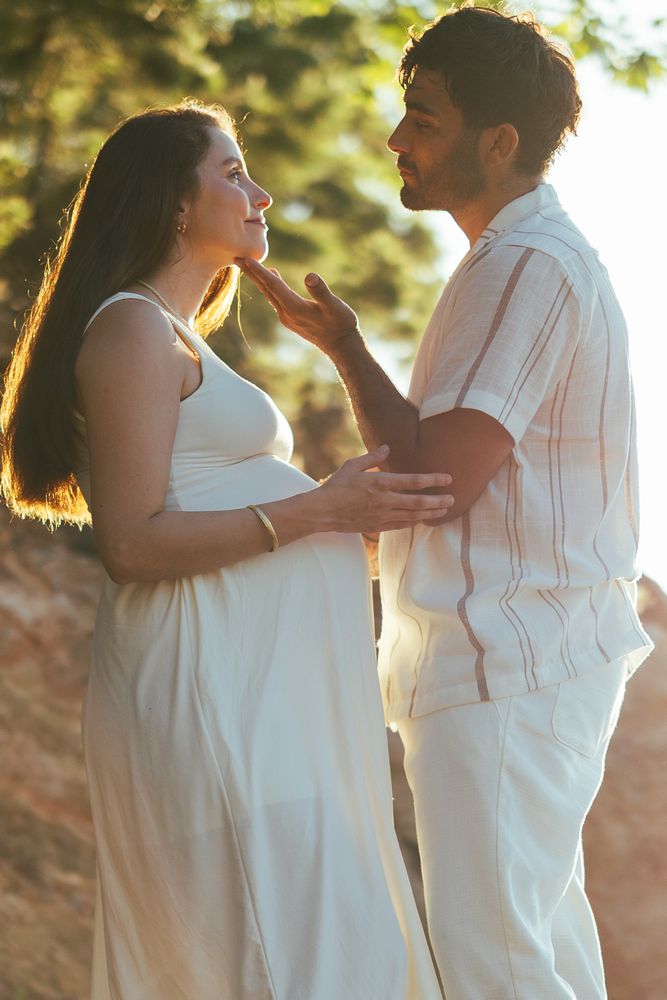 Couple in warm golden light outdoors