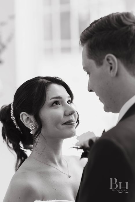 Bride gazing up at her groom